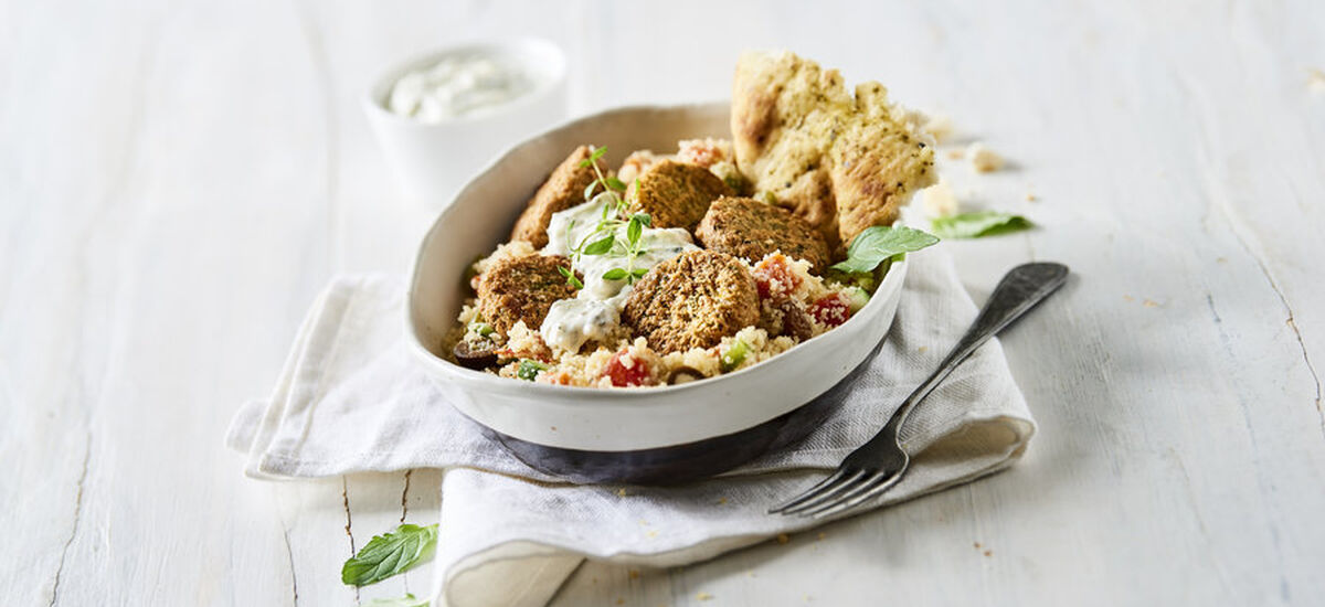 Falafel With Taboule And Yoghurt Dressing