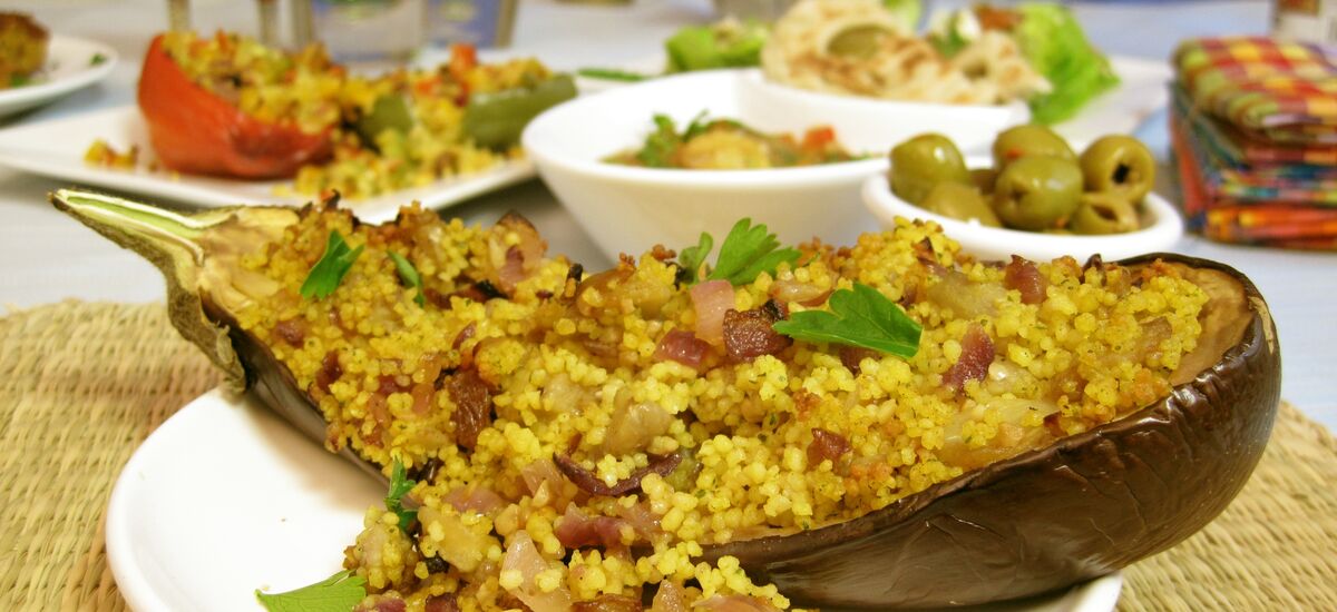 Aubergine Gevuld Met Marokkaanse Couscous
